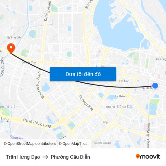 Trần Hưng Đạo to Phường Cầu Diễn map