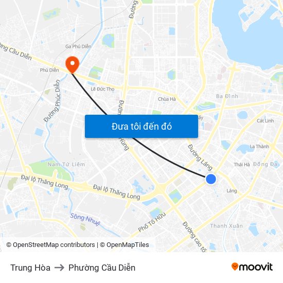 Trung Hòa to Phường Cầu Diễn map