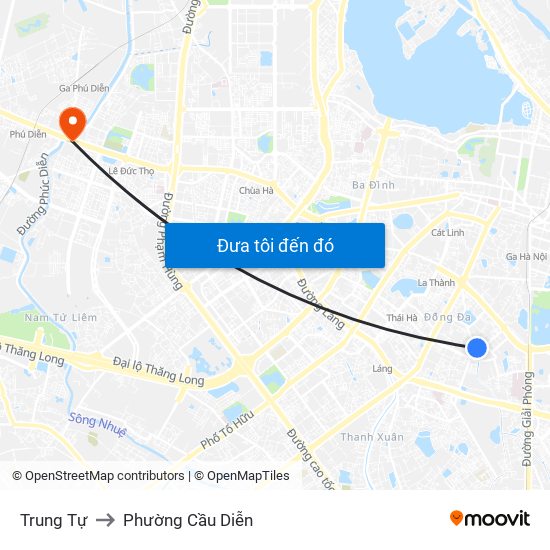 Trung Tự to Phường Cầu Diễn map