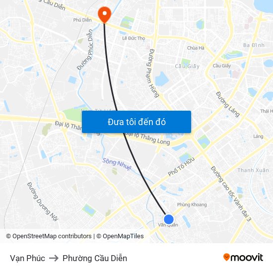 Vạn Phúc to Phường Cầu Diễn map