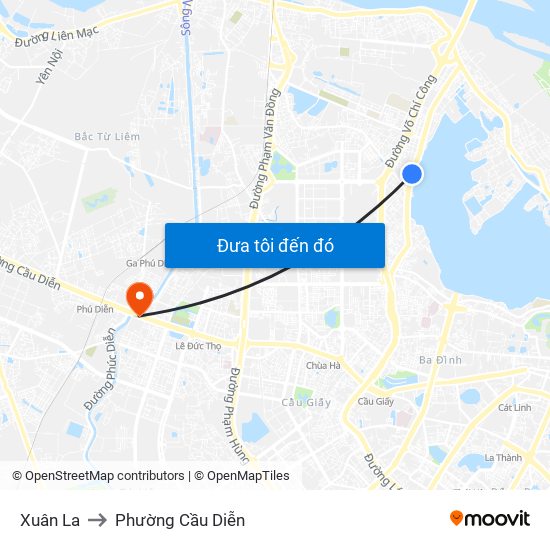 Xuân La to Phường Cầu Diễn map