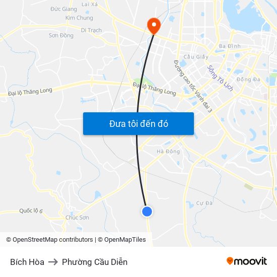 Bích Hòa to Phường Cầu Diễn map