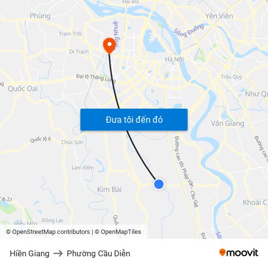 Hiền Giang to Phường Cầu Diễn map