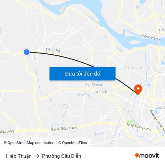 Hiệp Thuận to Phường Cầu Diễn map