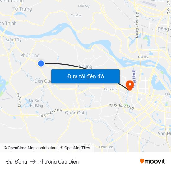 Đại Đồng to Phường Cầu Diễn map