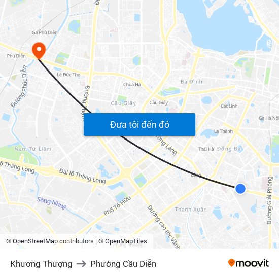 Khương Thượng to Phường Cầu Diễn map