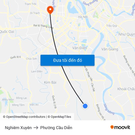 Nghiêm Xuyên to Phường Cầu Diễn map