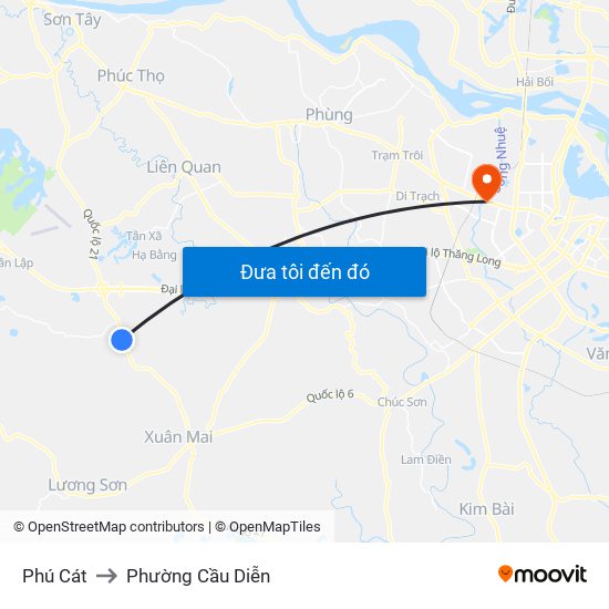 Phú Cát to Phường Cầu Diễn map