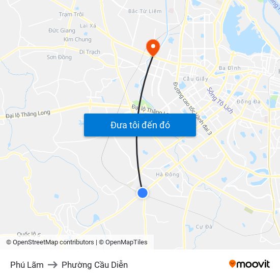 Phú Lãm to Phường Cầu Diễn map