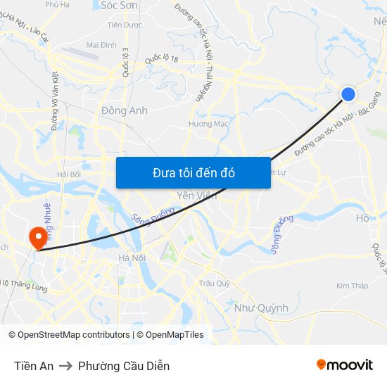 Tiền An to Phường Cầu Diễn map