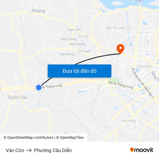 Vân Côn to Phường Cầu Diễn map