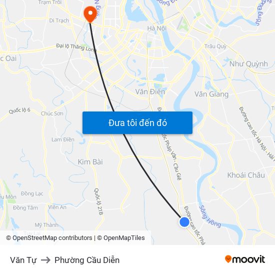 Văn Tự to Phường Cầu Diễn map