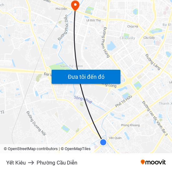 Yết Kiêu to Phường Cầu Diễn map