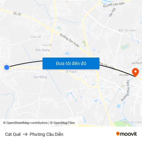 Cát Quế to Phường Cầu Diễn map