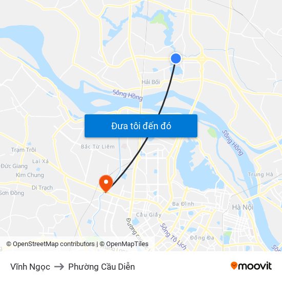 Vĩnh Ngọc to Phường Cầu Diễn map