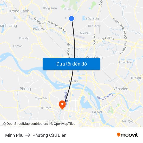 Minh Phú to Phường Cầu Diễn map