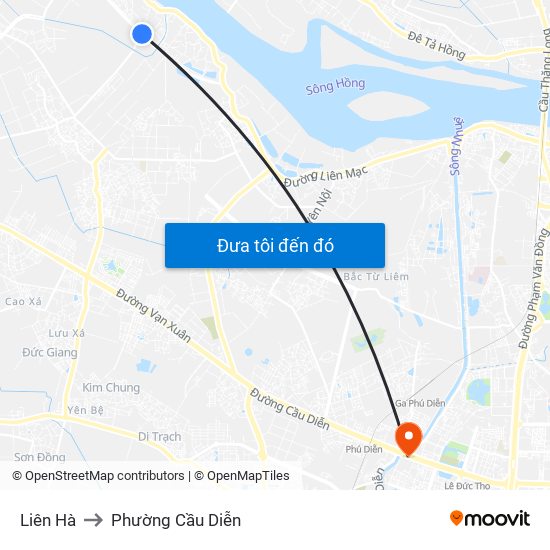 Liên Hà to Phường Cầu Diễn map