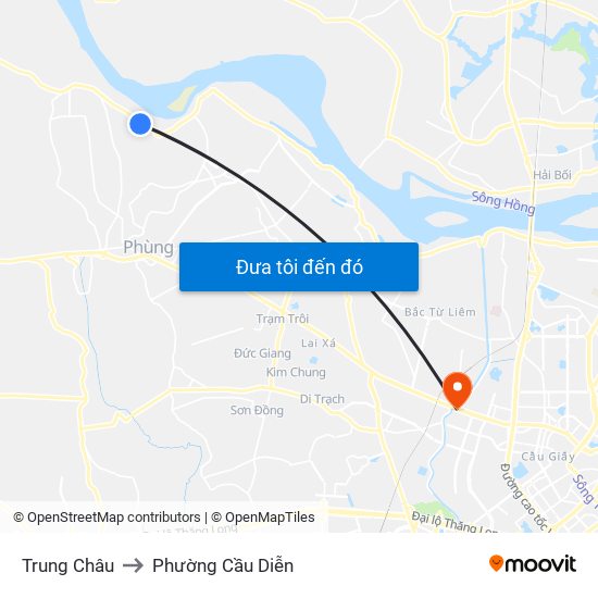 Trung Châu to Phường Cầu Diễn map