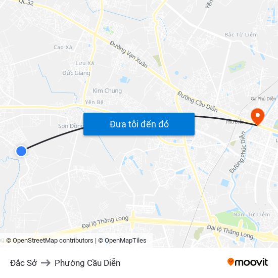 Đắc Sở to Phường Cầu Diễn map