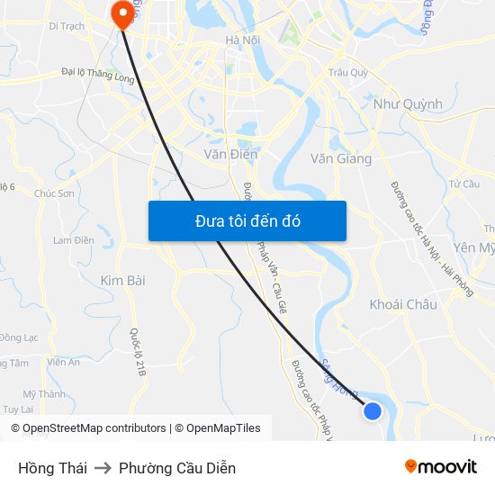 Hồng Thái to Phường Cầu Diễn map