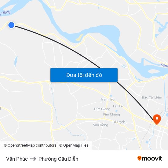 Vân Phúc to Phường Cầu Diễn map