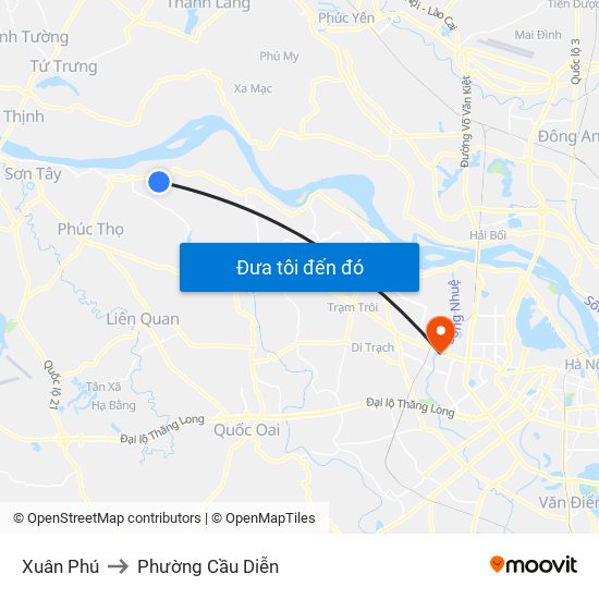 Xuân Phú to Phường Cầu Diễn map