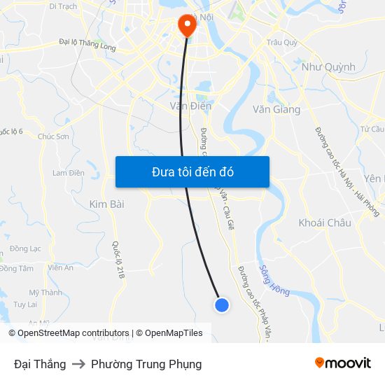 Đại Thắng to Phường Trung Phụng map