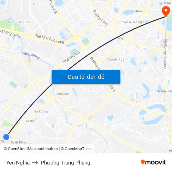 Yên Nghĩa to Phường Trung Phụng map