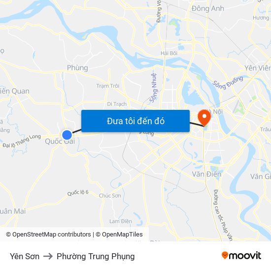 Yên Sơn to Phường Trung Phụng map