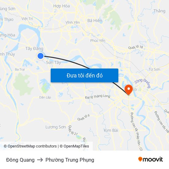 Đông Quang to Phường Trung Phụng map