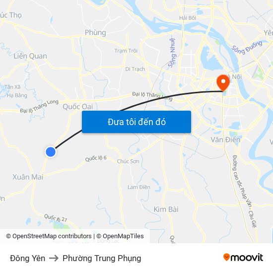 Đông Yên to Phường Trung Phụng map