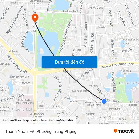 Thanh Nhàn to Phường Trung Phụng map