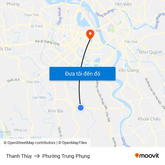 Thanh Thùy to Phường Trung Phụng map