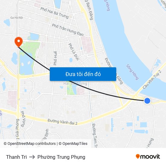 Thanh Trì to Phường Trung Phụng map