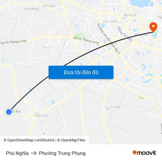 Phú Nghĩa to Phường Trung Phụng map