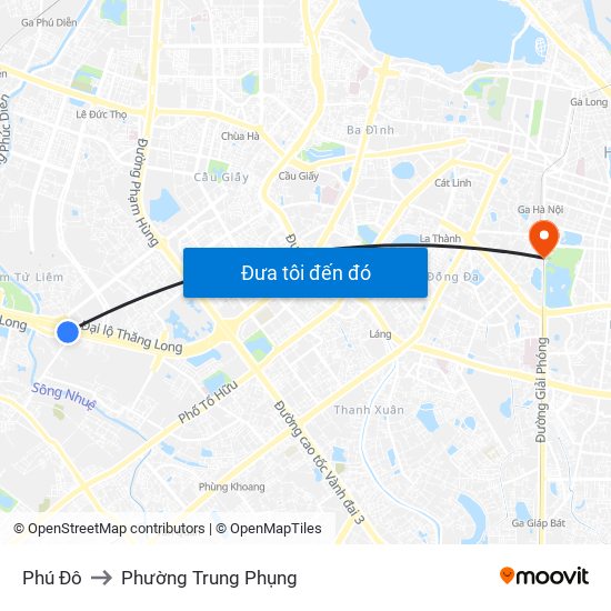 Phú Đô to Phường Trung Phụng map