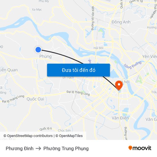 Phương Đình to Phường Trung Phụng map