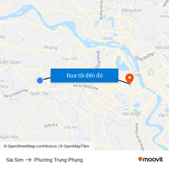 Sài Sơn to Phường Trung Phụng map