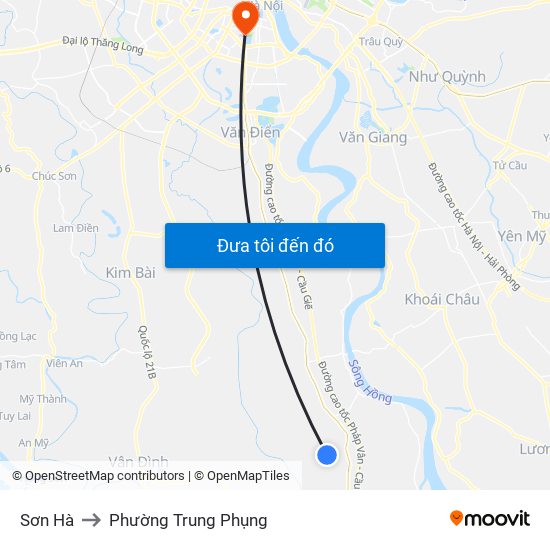 Sơn Hà to Phường Trung Phụng map