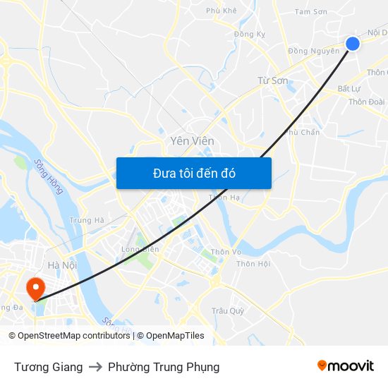 Tương Giang to Phường Trung Phụng map