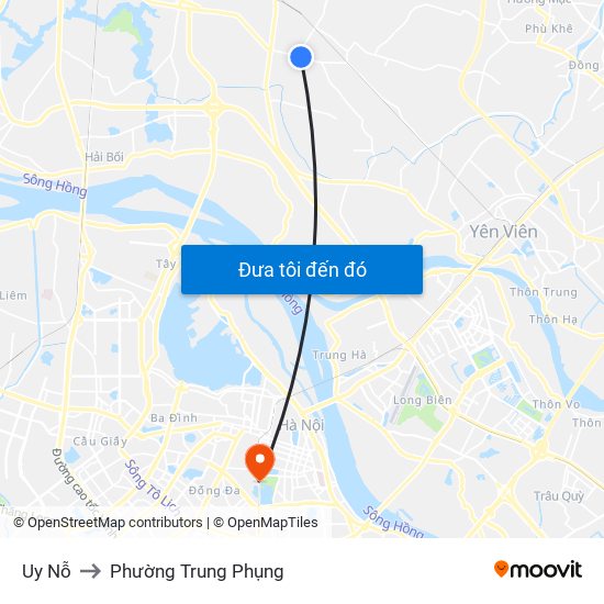 Uy Nỗ to Phường Trung Phụng map