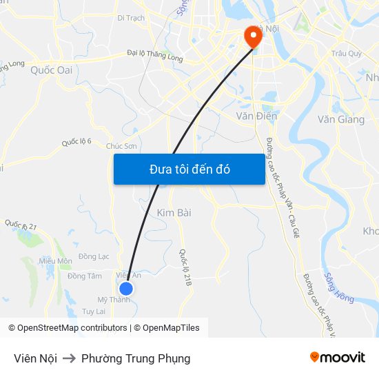 Viên Nội to Phường Trung Phụng map