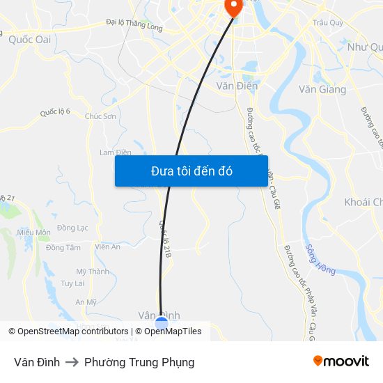 Vân Đình to Phường Trung Phụng map