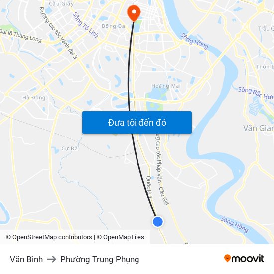 Văn Bình to Phường Trung Phụng map