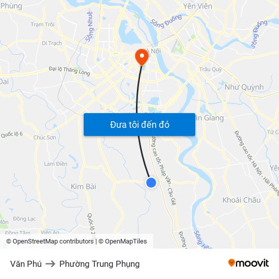 Văn Phú to Phường Trung Phụng map