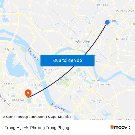 Trang Hạ to Phường Trung Phụng map