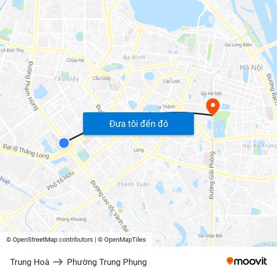 Trung Hoà to Phường Trung Phụng map