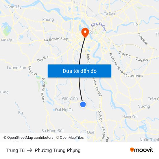 Trung Tú to Phường Trung Phụng map