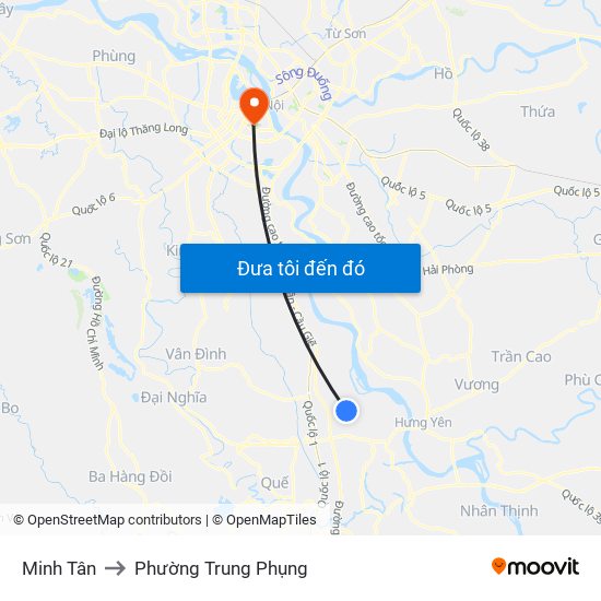 Minh Tân to Phường Trung Phụng map