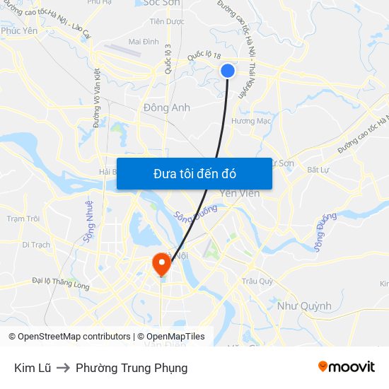 Kim Lũ to Phường Trung Phụng map